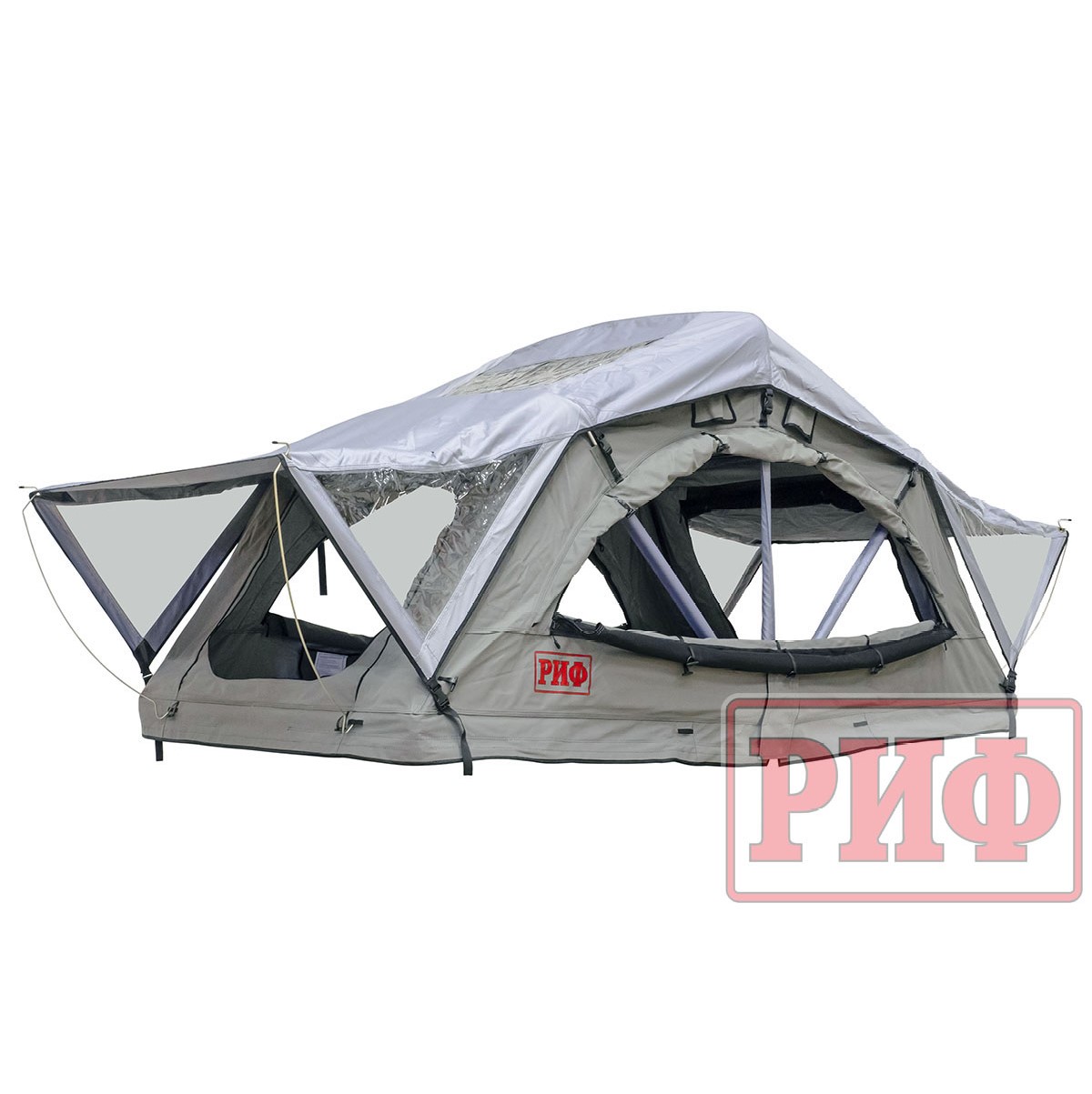 Палатка на крышу автомобиля РИФ Soft RT01-140 усиленная, тент серый 140х120х30 см