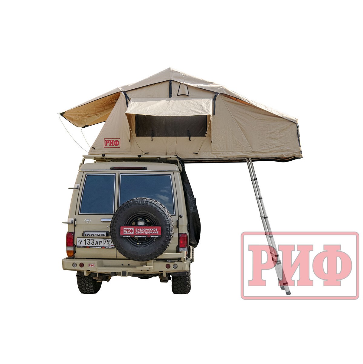 Палатка на крышу автомобиля РИФ Soft RT02-140, тент песочный  140х240х115 см